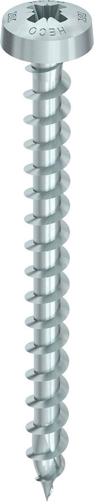 HECO-Topix-Plus-Schraube - Ø3,5x25mm - Runder Kopf - Variables Gesamtgewinde - PZ2 - Packung mit 1000 Stück - 60243