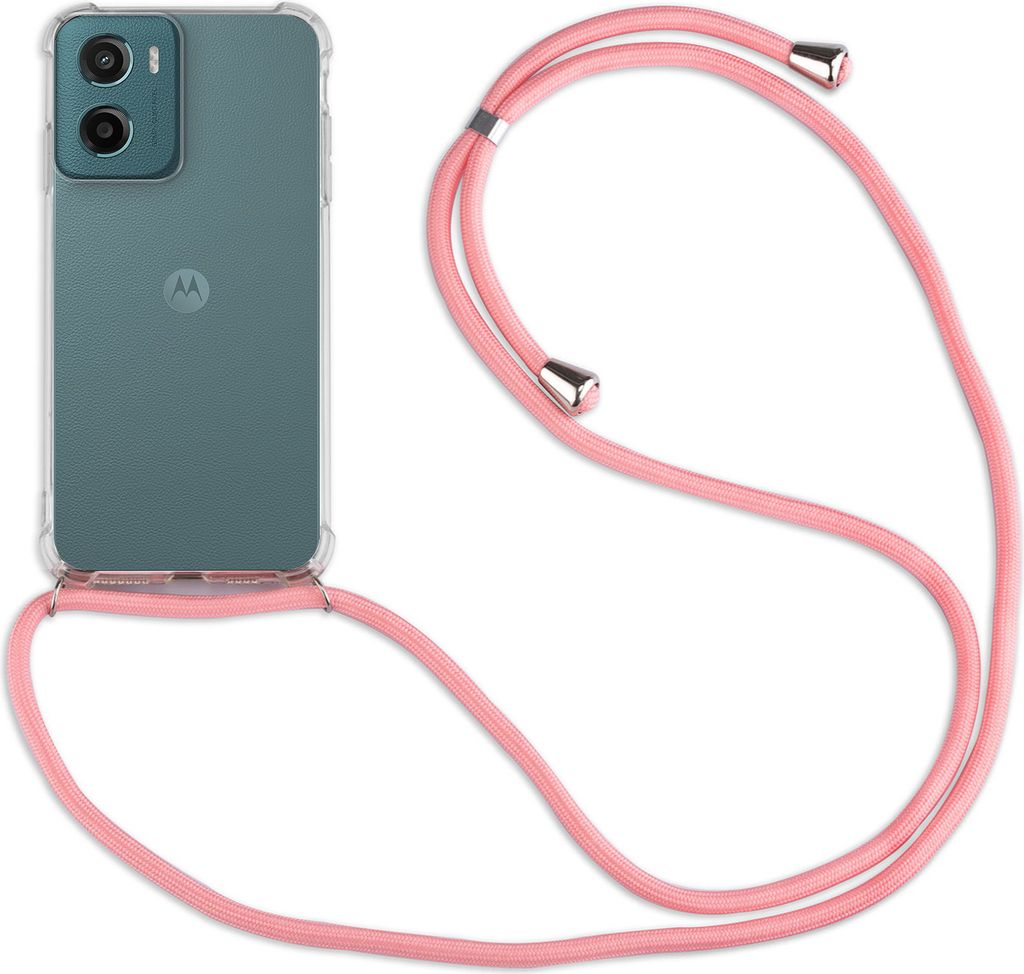 Handykett für Motorola Moto G05 / Moto E15 Hülle mit Kordel Handyhülle mit Band in Rosa