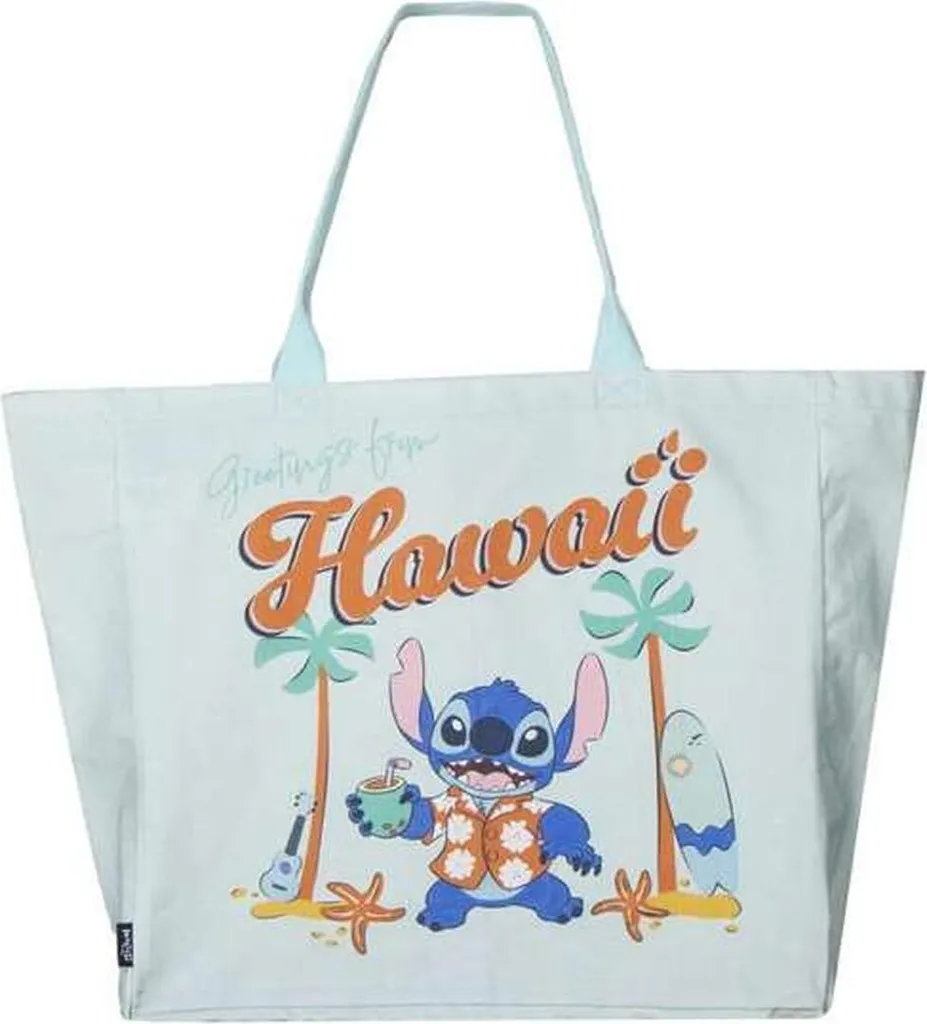Borsa Stitch Turchese Estiva 48cm | Shopper Disney per Scuola e Mare