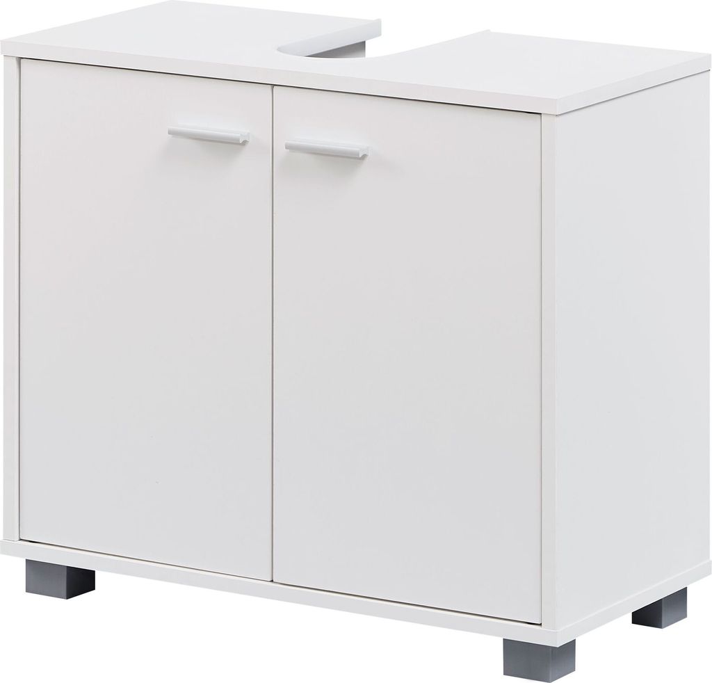 Design Waschbeckenunterschrank WL1.344 Badunterschrank mit 2 Türen Weiß | Kleiner Schrank Badezimmer 60 cm Breit | Badschrank Waschbecken Stehend...