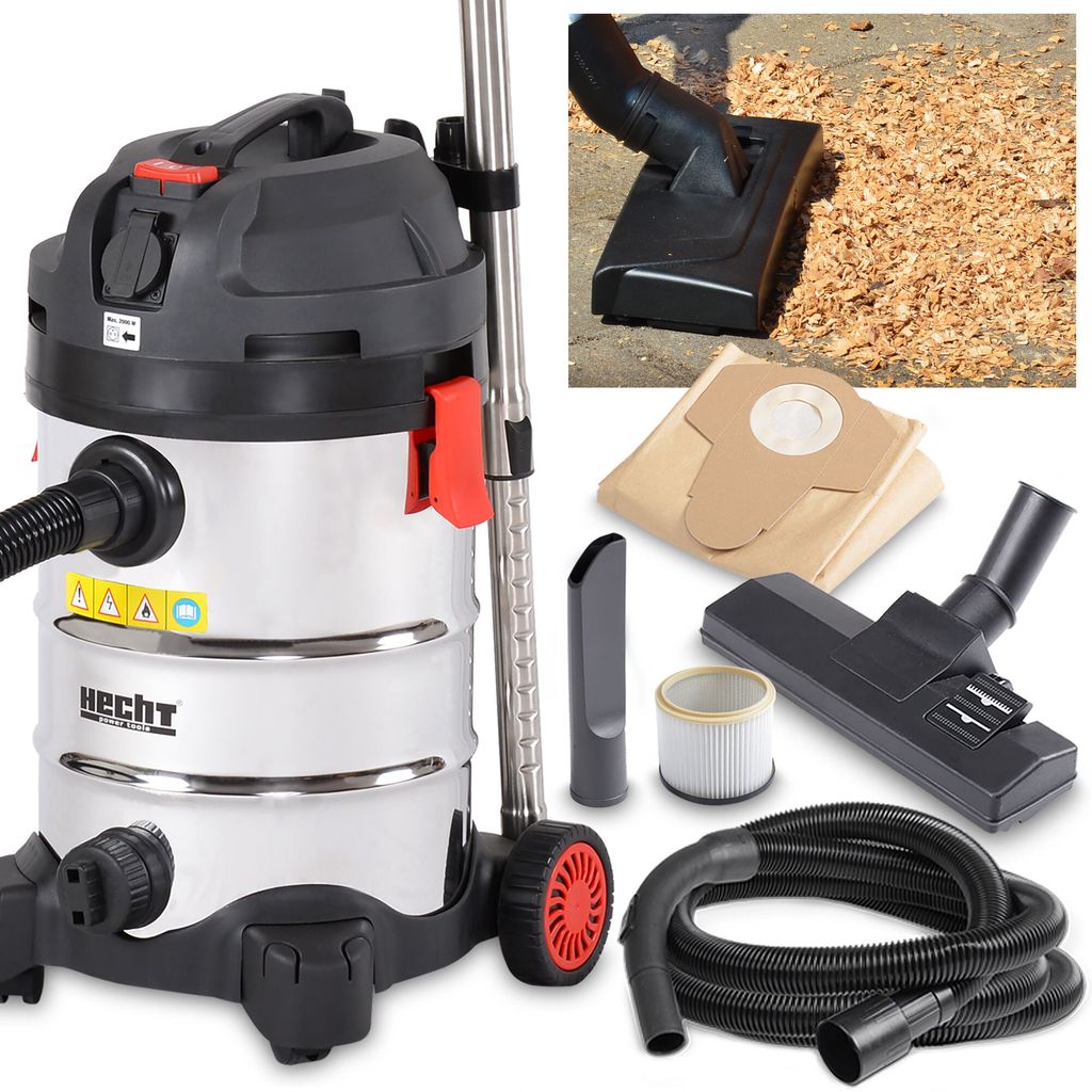 HECHT 8314 Z Nass- & Trockensauger mit 5m Saugschlauch | 1400 W | 30 Liter | Gerätesteckdose | Industriesauger