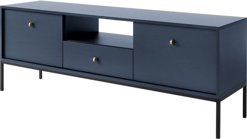 Selsey TV-Schrank Monne - TV-Möbel im Vintage-Stil, Dunkelblau, 153 cm breit