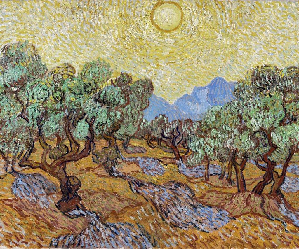Poster 60x50cm Olivenbäume, Van Gogh Vintage für das Wohnzimmer