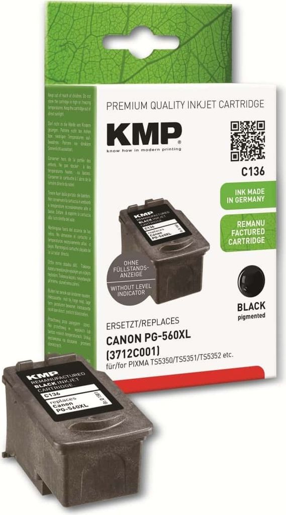KMP C136 Cartouche d'encre noire compatible avec Canon Image du produit 