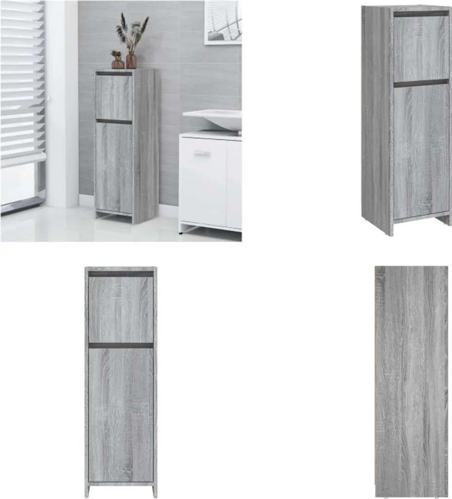 Armadietto Bagno vidaXL Grigio Sonoma 30x30x95 cm - Legno Multistrato