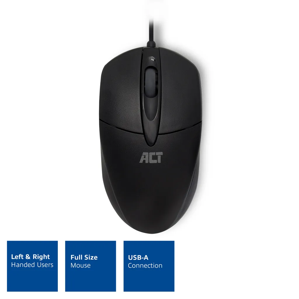 Souris filaire USB type optique ACT AC5005 précise et robuste pour PC
