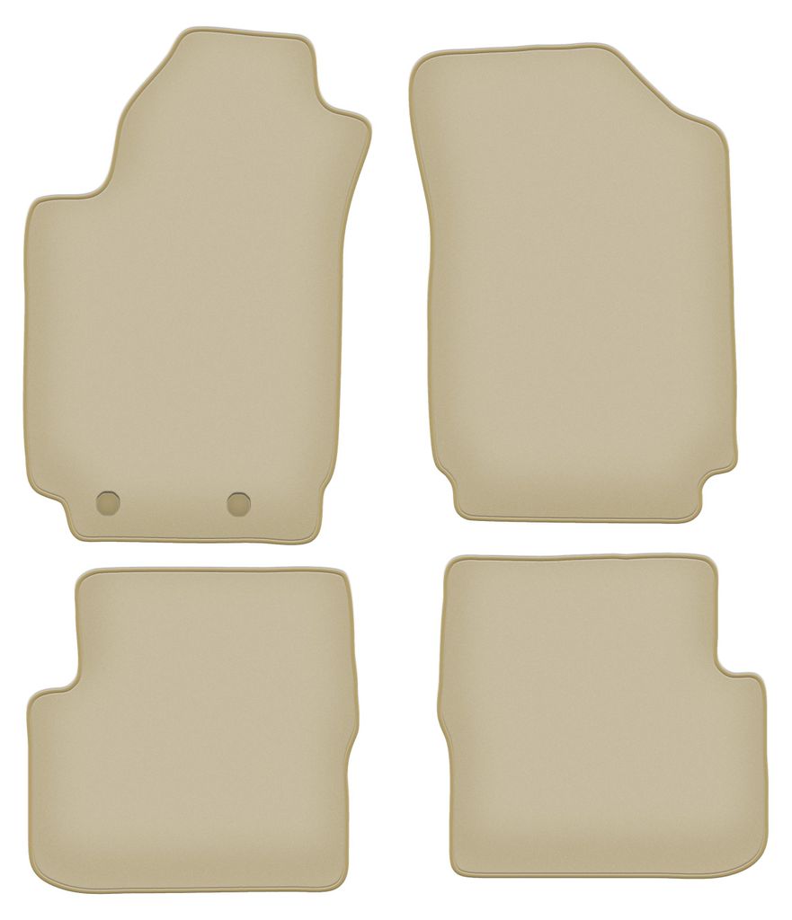 Velours-Fußmatten PREMIUM beige passend für Fiat Stilo (2000-2008, Schrägheck, Kombi) – mit Befestigungen – passgenau