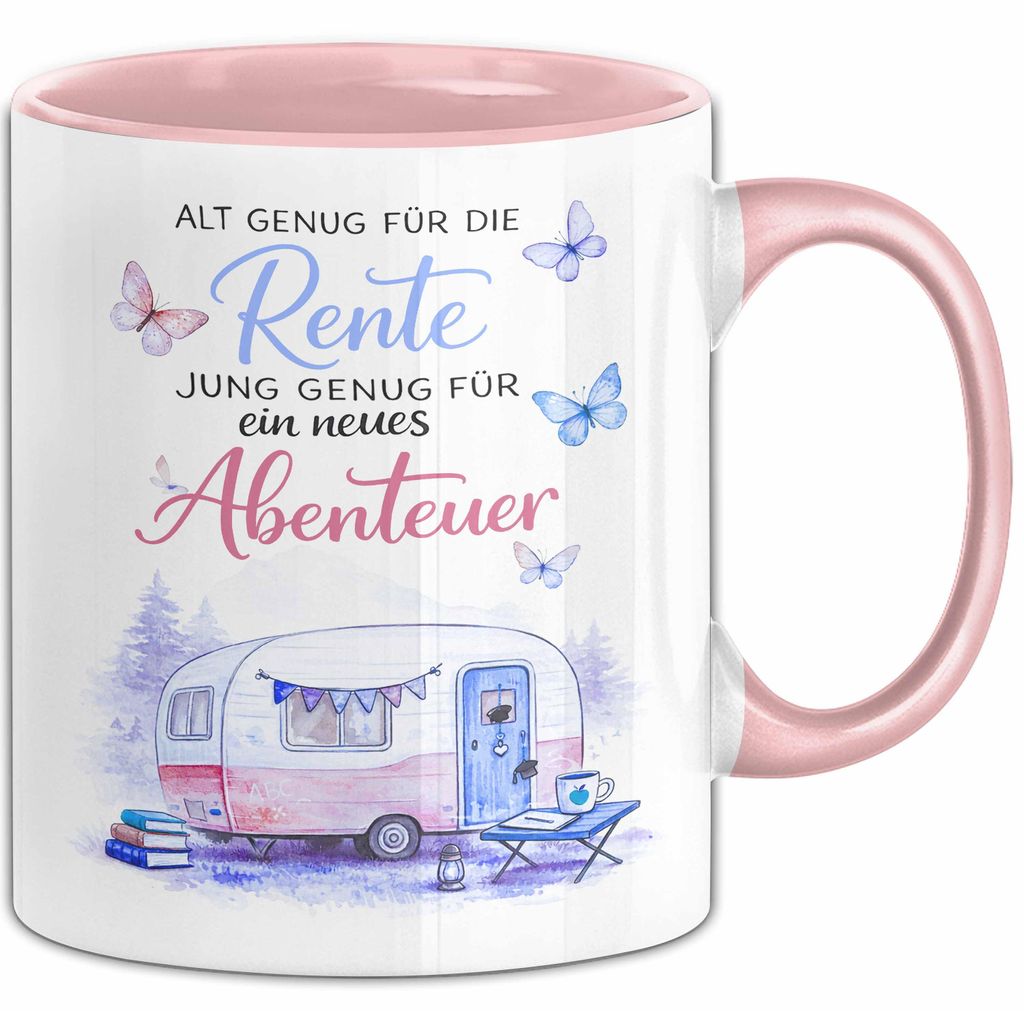 Rentner Pensionär Sarkasmus Tasse Geschenk Lustige Geschenkidee Spruch Alt Genug Für Die Rente (Rosa)