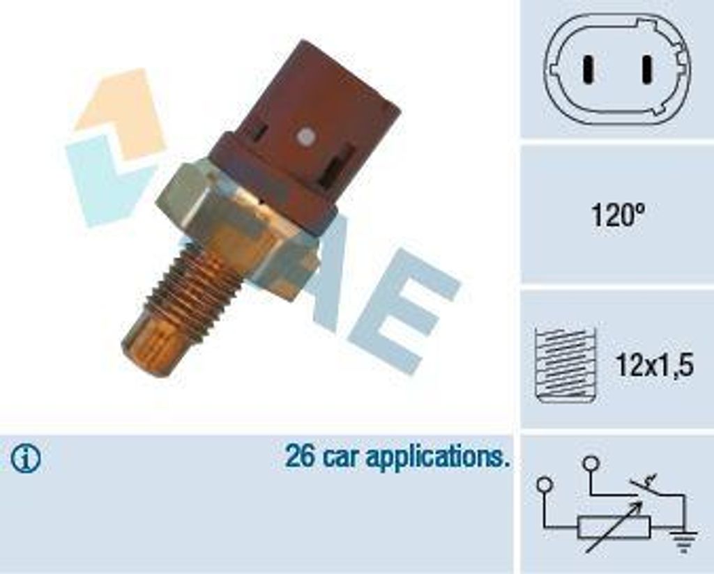 FAE 34390 Kühlmitteltemperatursensor OE 7700828565 kompatibel mit Laguna, S40, V40