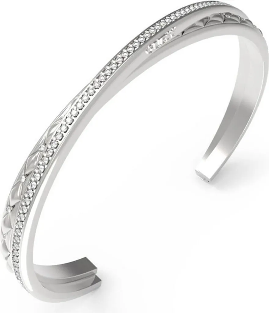 Bracelet jonc Guess femme en métal argenté brillant style minimaliste