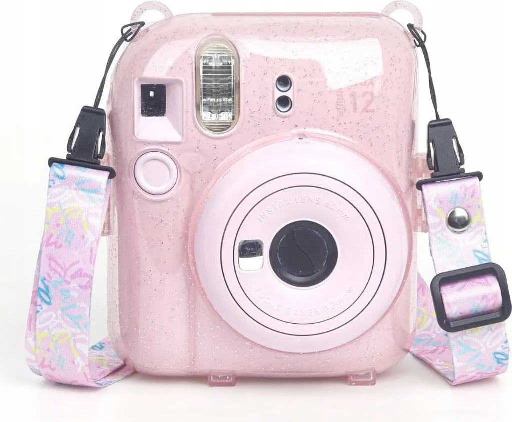 Étui pour Fujifilm Instax Mini 12 Rose Pailleté Yogurt Bunny et Accessoires