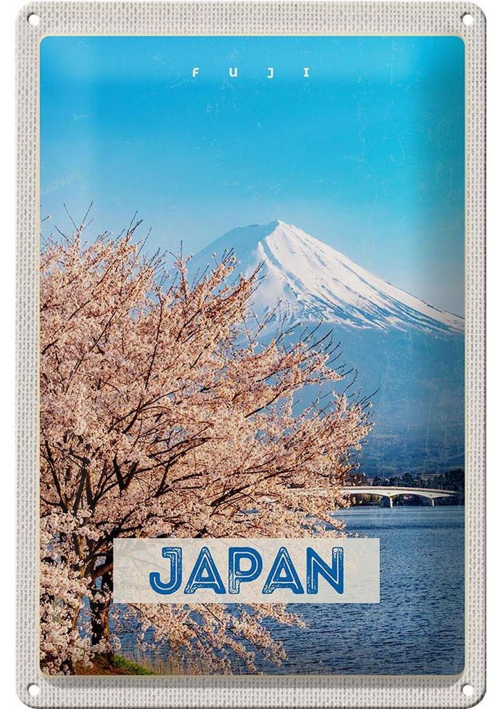Blechschild Reise 20x30cm Japan Asien Schnee Winter Gebirge Produktbild 