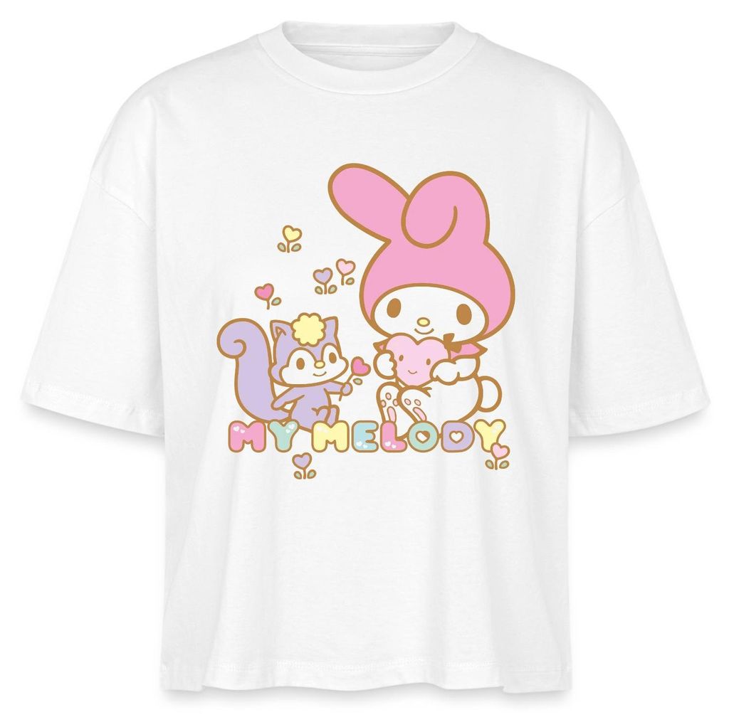 Spreadshirt My Melody Pflückt Mit Risu Herzblümchen Boxy Shirt Damen, XL, Weiß