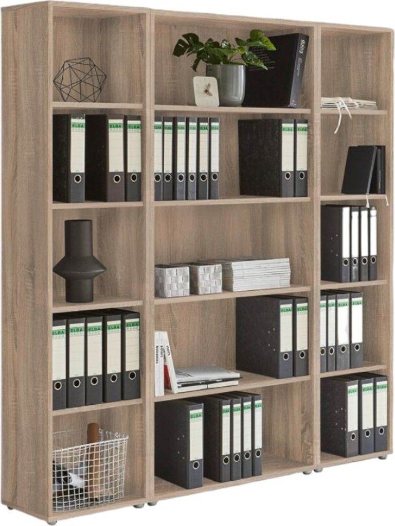 Aktenregal TABOR 3 in Eiche Sonoma, Regal-Set, Büroregale, ideal für Aktenordner
