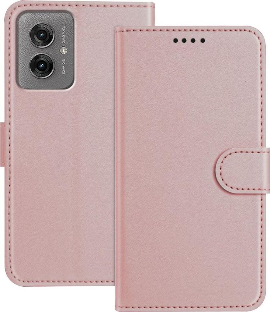 Hülle für Motorola Moto G55 - Phonesta Smooth Skin Book Wallet Klapphülle mit abnehmbarer Kordel - Roségold