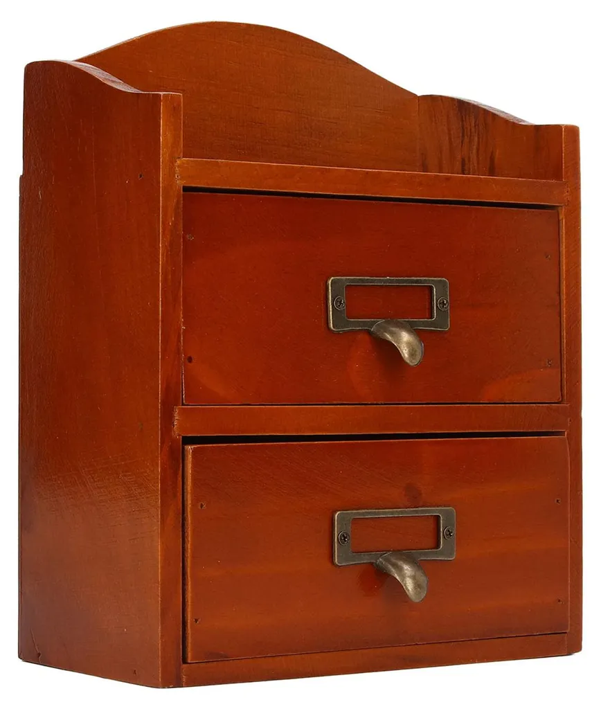 Armoire de bureau bois multicouche style rétro avec tiroirs coulissants