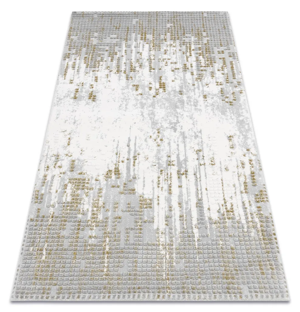 Tapis AKRYL VALS 8376 Géométrique Effet 3D Gris et Vert 80x150 cm