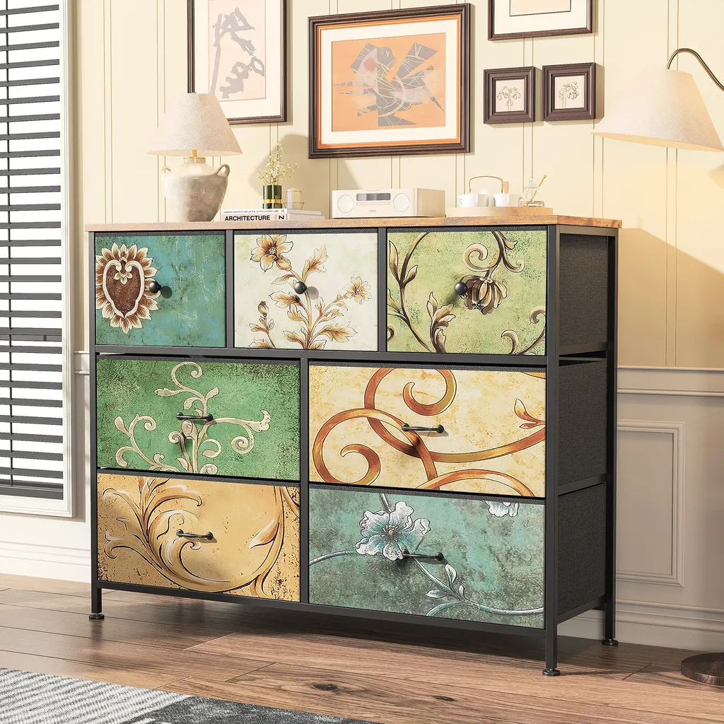 Consolle Scarpiera UnboxG 7 Cassetti Vintage Industrial Marrone 100cm