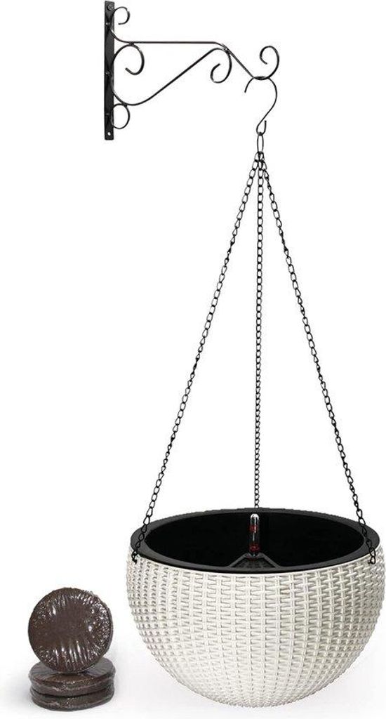 Hängende Blumenvase 26 cm - Selbstwassern - inklusive Wandhalter, Kette und Kokosnuss-Schraube - geeignet für Innen- und Außenbereich - Wanddeko...