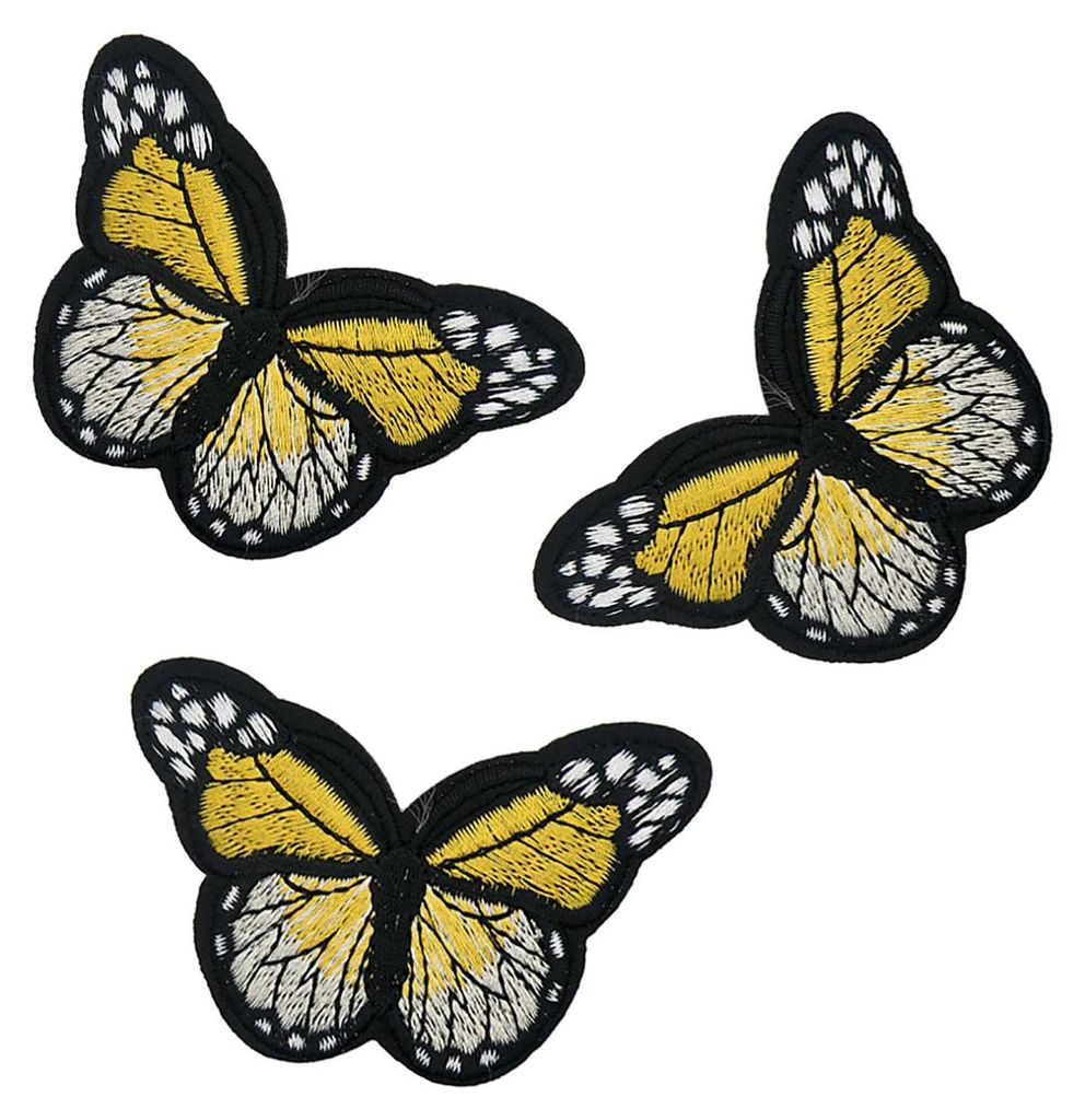 3 Schmetterling Aufbügler, Applikation hellgelb