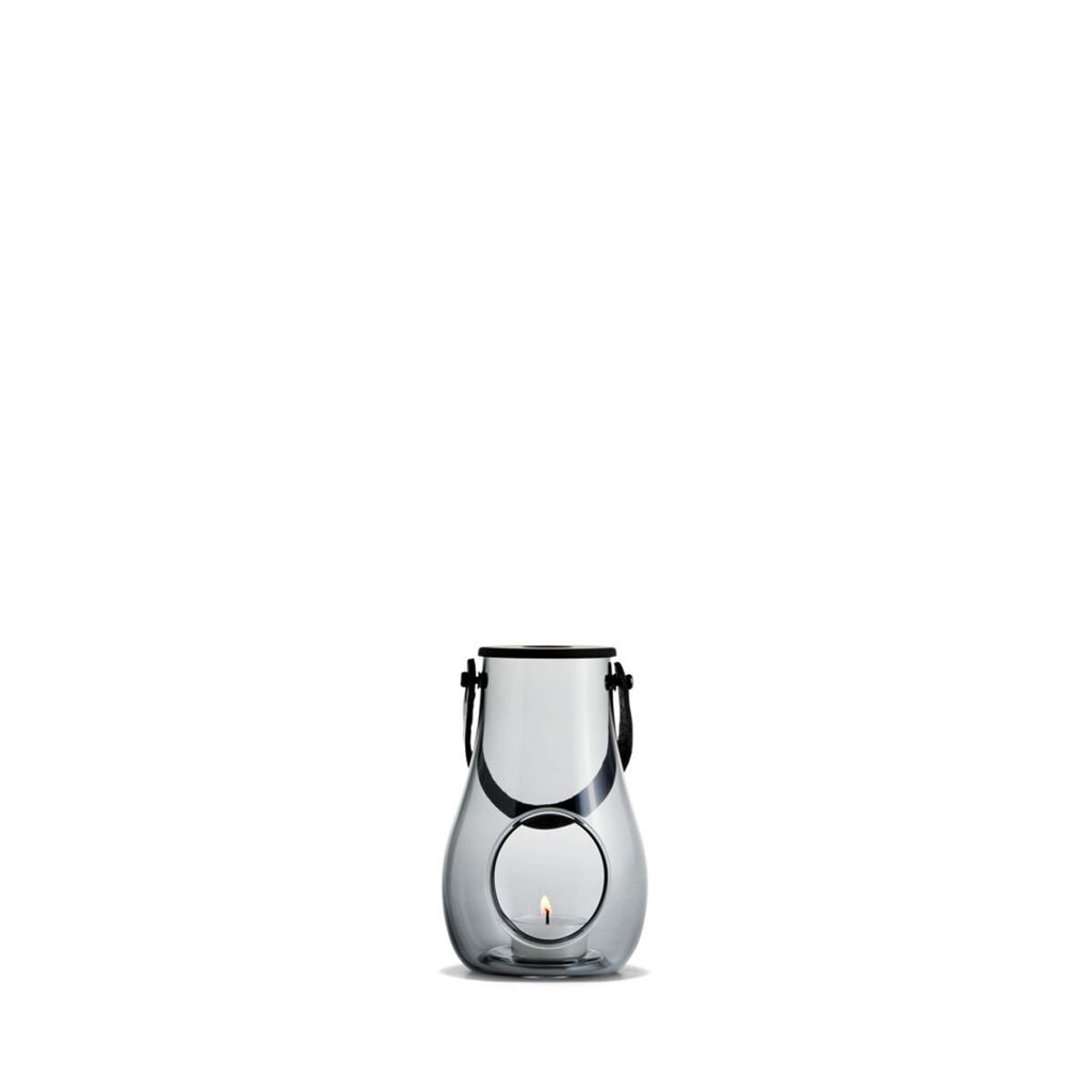 Holmegaard With Light Laterne smoke mit Lederhenkel 16 cm Produktbild 