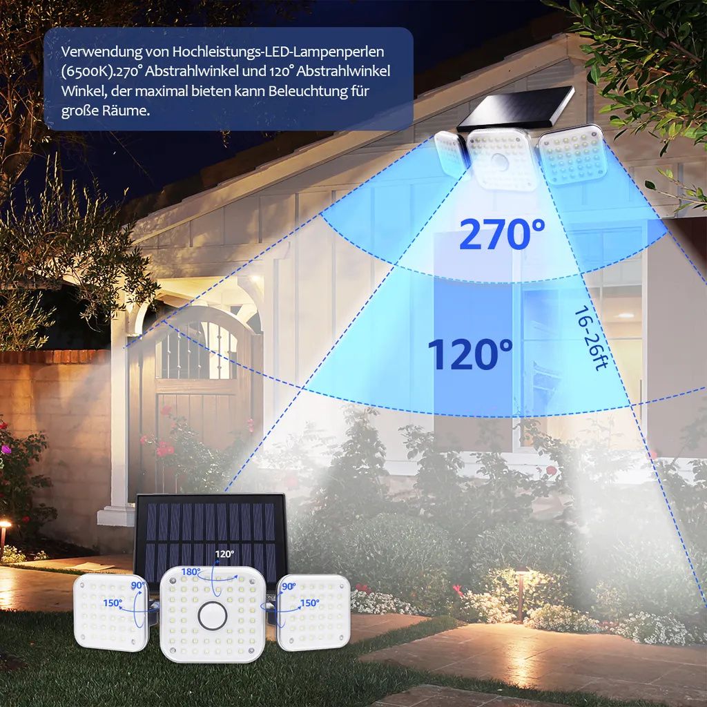 112LED Solarleuchte mit Bewegungsmelder Solarstrahler Außen Produktbild 5