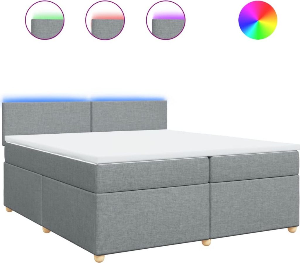 vidaXL Boxspringbett mit Matratze Hellgrau 200x200 cm Stoff