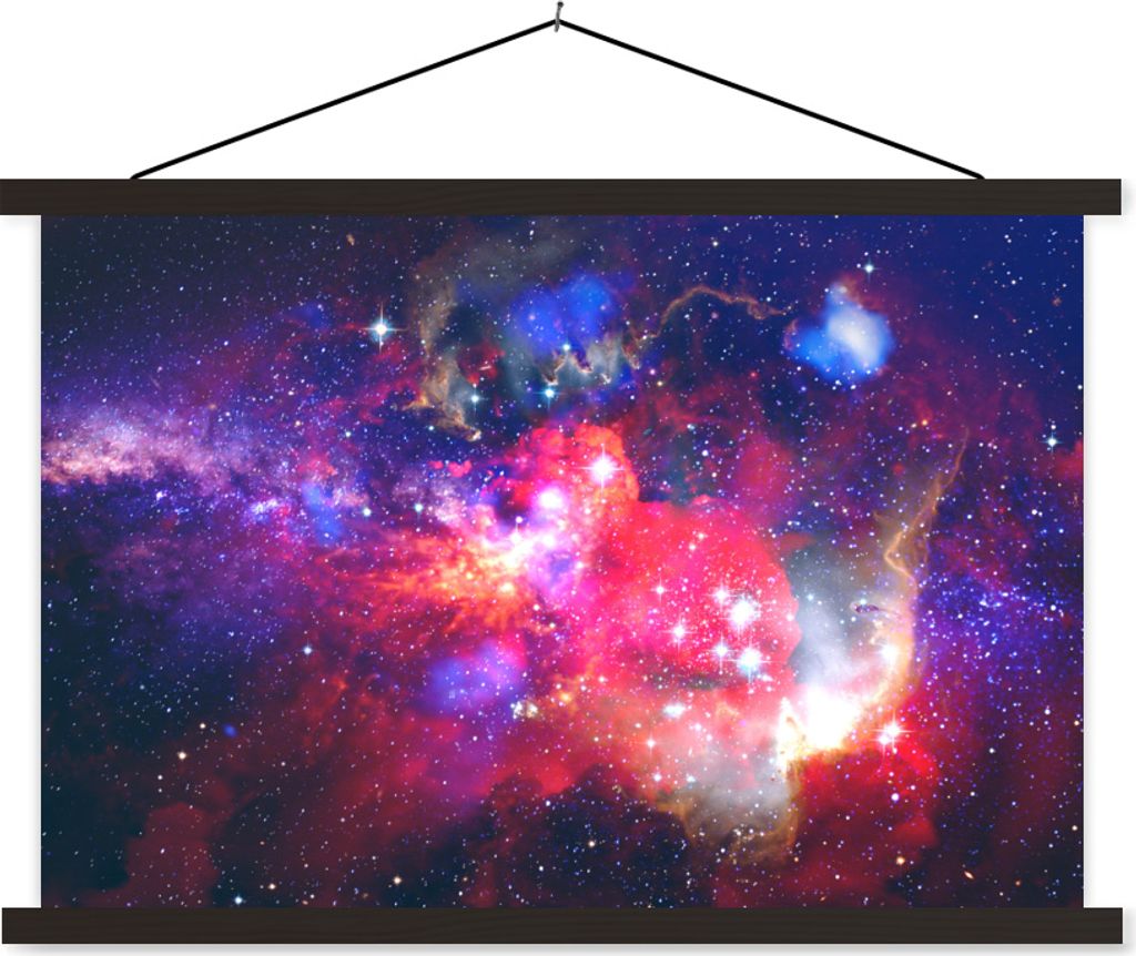 MuchoWow Textilposter Universum - Farben - Weltraum 90x60 cm mit schwarzem Rahmen - Aufhängungssatz