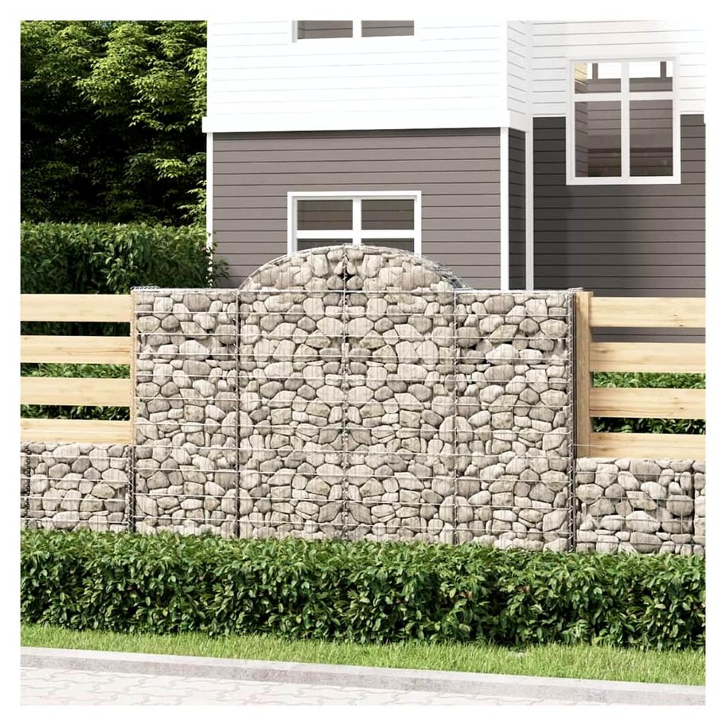 Gabione mit Hochbogen, Gabionenkörbe, Hochbeet, Steinkorb, Gabionengitter, Kräuterspirale für den Garten, Drahtkorb für Pflanzen, 200x30x140/16...