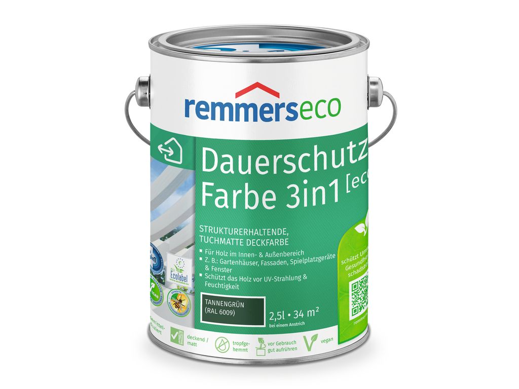 Farba olejna Remmers [eco] zieleń jodłowa (RAL 6009) 2,5 l, Zdjęcie produktu 