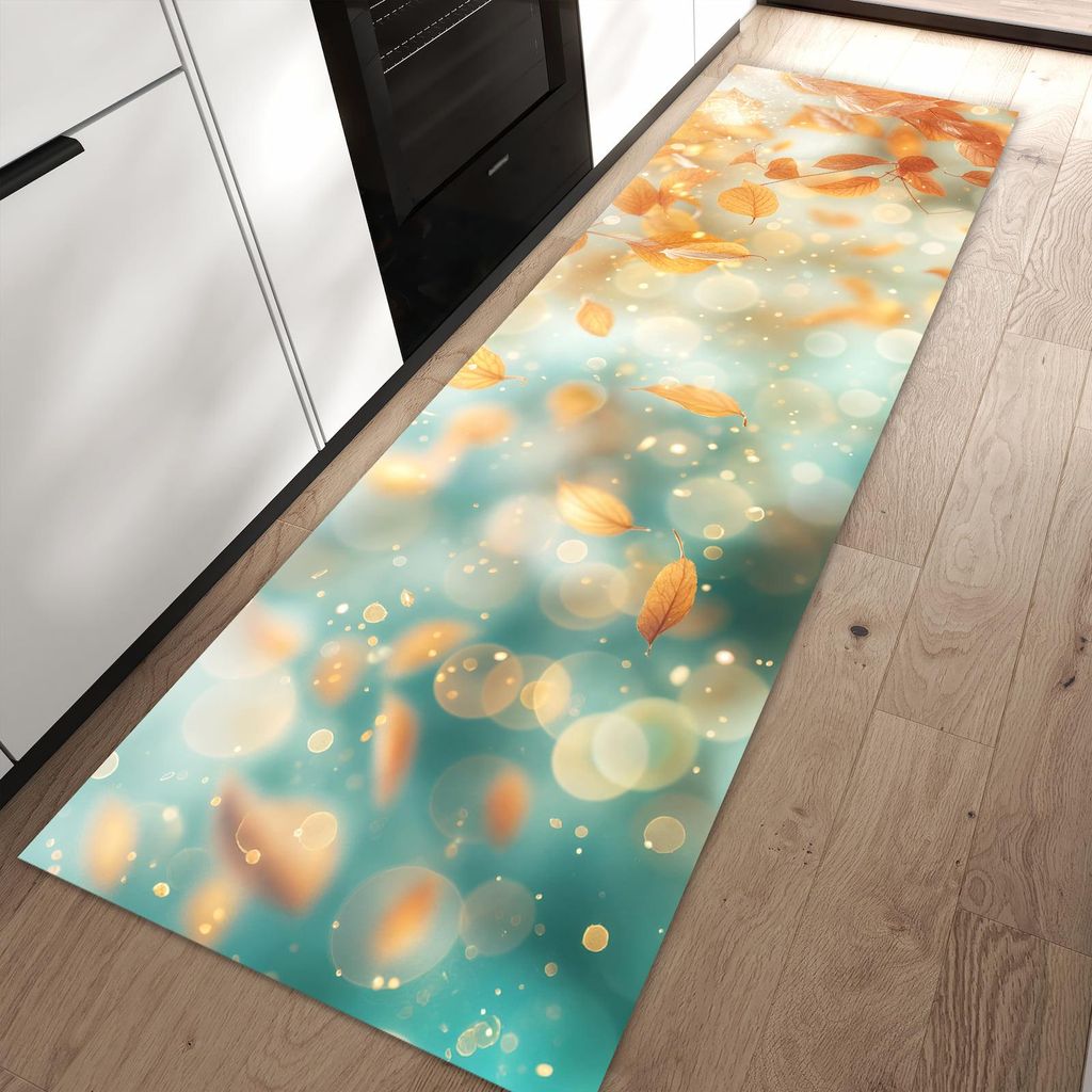 Küchenteppich 80x250cm rutschfest & abwischbar PVC Läufer - Herbstblätter Traum