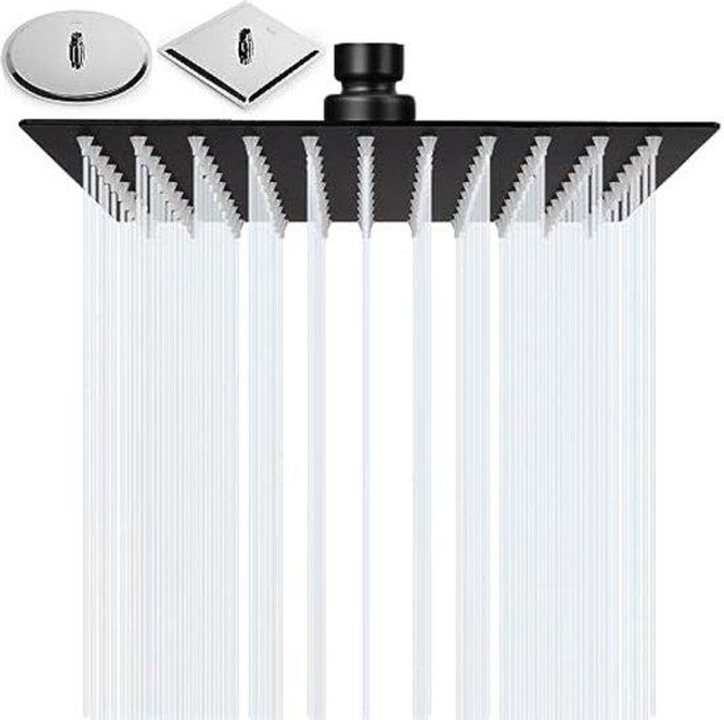 Regendouchekop Universal Vierkant Ultra-Dunne Matte Schiebedusche Schwarz