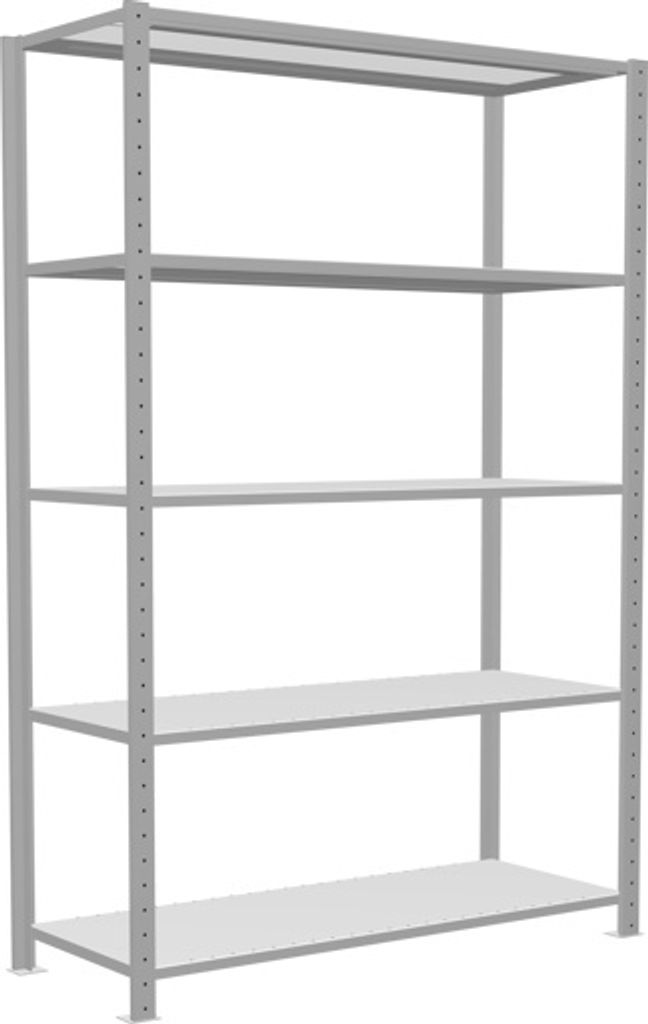 Schulte Fachbodenregal MULTIplus250 Stecksystem | Grundregal | HxBxT 200x130x50cm | 5 Ebenen | Fachlast 250kg | Lichtgrau