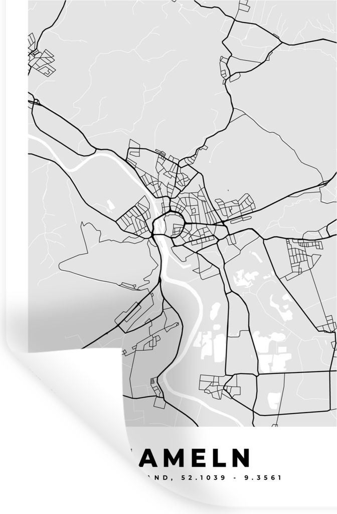 MuchoWow Wandtattoo Wandsticker Wandaufkleber Deutschland - Stadtplan - Karte - Hameln 40x60 cm Selbstklebend und Repositionierbar - Wierderverwe...