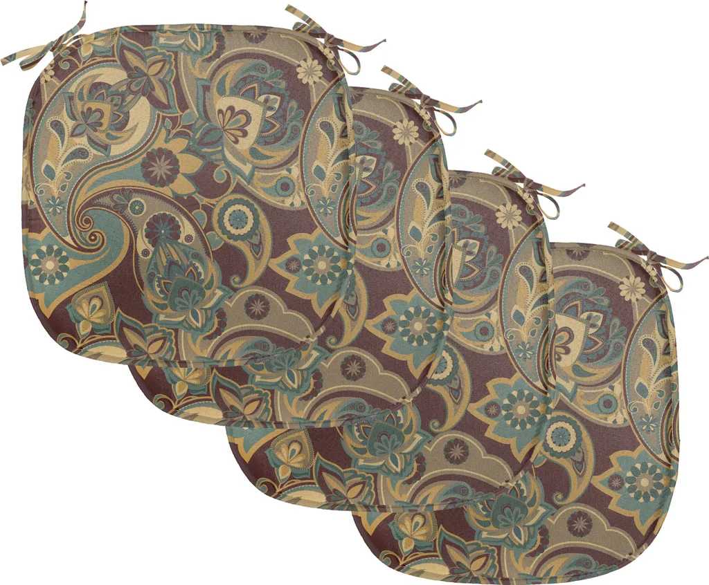 ABAKUHAUS Galette de Chaise Paisley Lot de 4 Coussins Imperméables 40x40