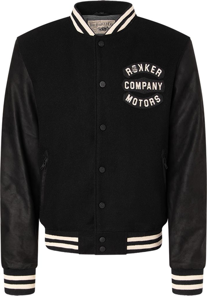 Rokker College Motorrad Leder-/Textiljacke, schwarz/weiß, XL