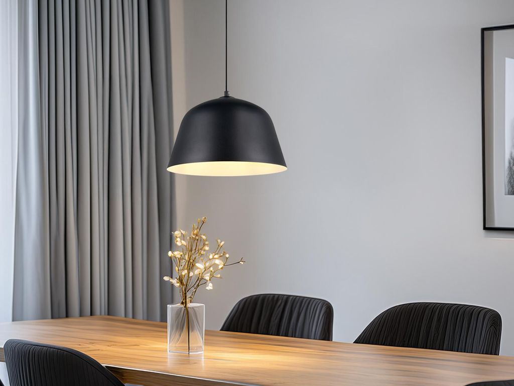 LED Pendelleuchte höhenverstellbar Metall Schwarz Küchenlampe hängend, Ø 30cm