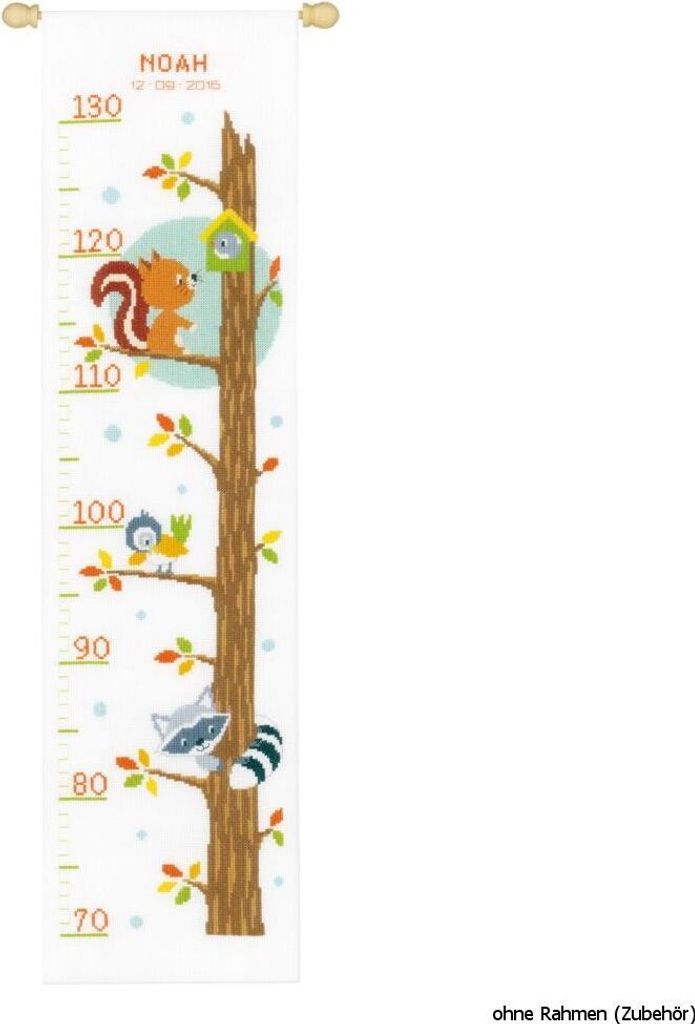 Vervaco Stickpackung Zählmuster Messlatte "Tiere auf dem Baum"