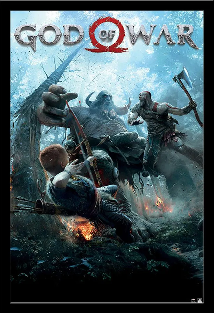 Poster God of War PlayStation avec cadre Shinsuke Maxi MDF Noir 61x91,5 cm