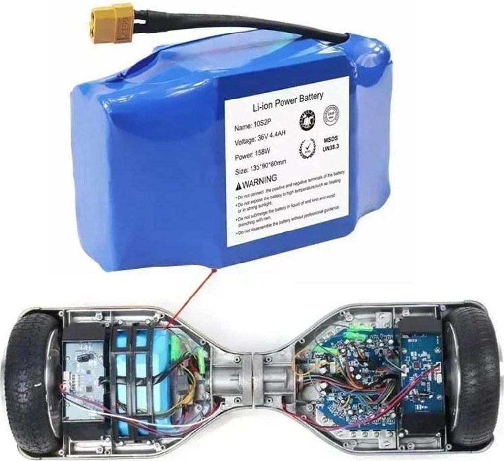Akku für Hoverboard/Selbstbalancierender Scooter - Li-Ion 36V 4,4Ah - Konfiguration 10S2P (18650) - - Wiederaufladbar - Himmelblau