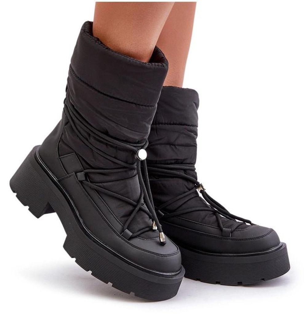 Damen Schneeboots Auf Plattform Und Flachem Absatz Schwarz Seandriel 41