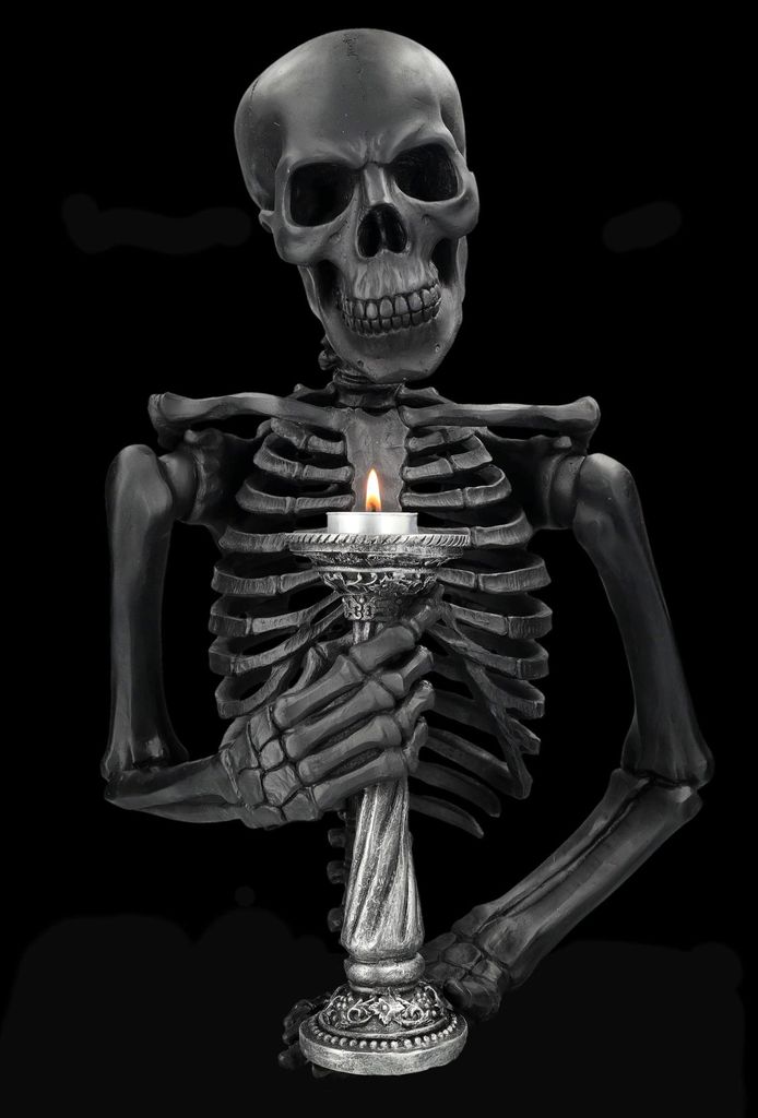 Kerzenhalter Skelett - Wanddeko mit Teelichthalter - Seelenfeuer - Halloween Gothic Deko