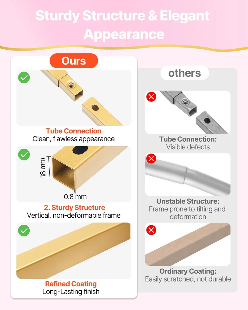 Support d'Arrière-plan Mariage Stable 2,4 m Arche Métal Doré Sans Outil - 3