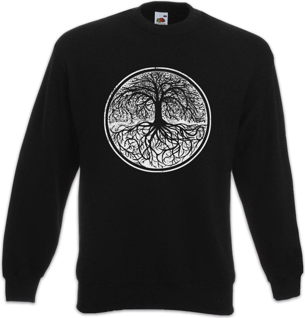 Urban Backwoods Yggdrasil Tree Logo II Black & White, Sweatshirt, Farbe: Schwarz, Größe: XL
