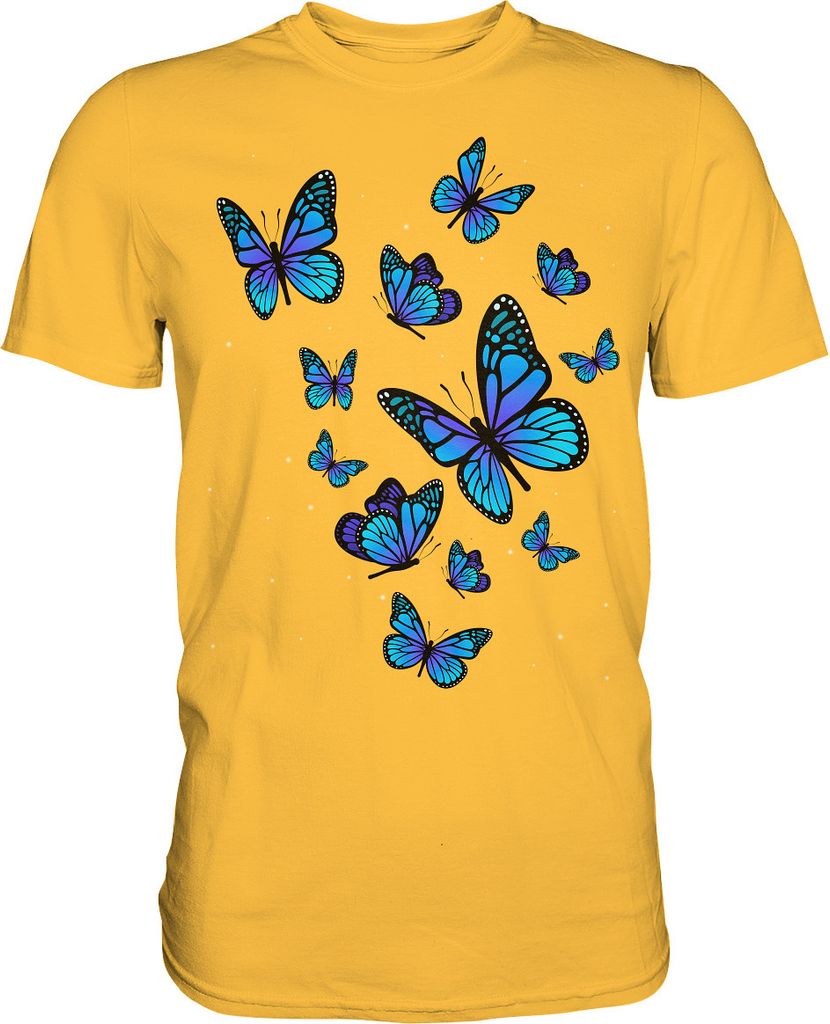 Blaue Schmetterlinge T-Shirt – Gold / XXL Produktbild 