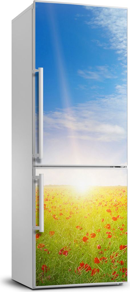 Tulup Kühlschrankdekoration - 70x190 cm - Aufkleber auf dem Kühlschrank - Mohnfeld