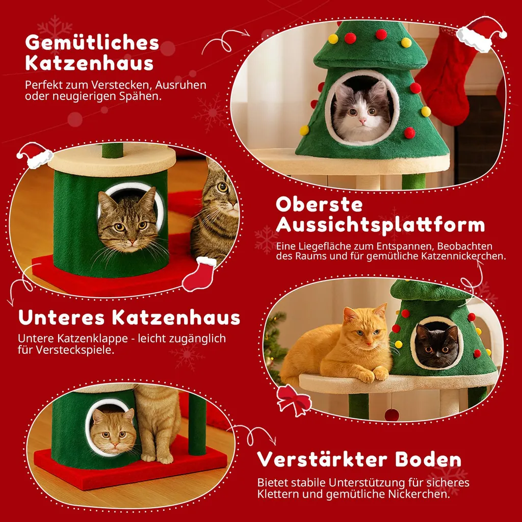 OFFERTA: COMHOMA Tiragraffi Natale 123cm | Albero per Gatti Prezzo Top - 5