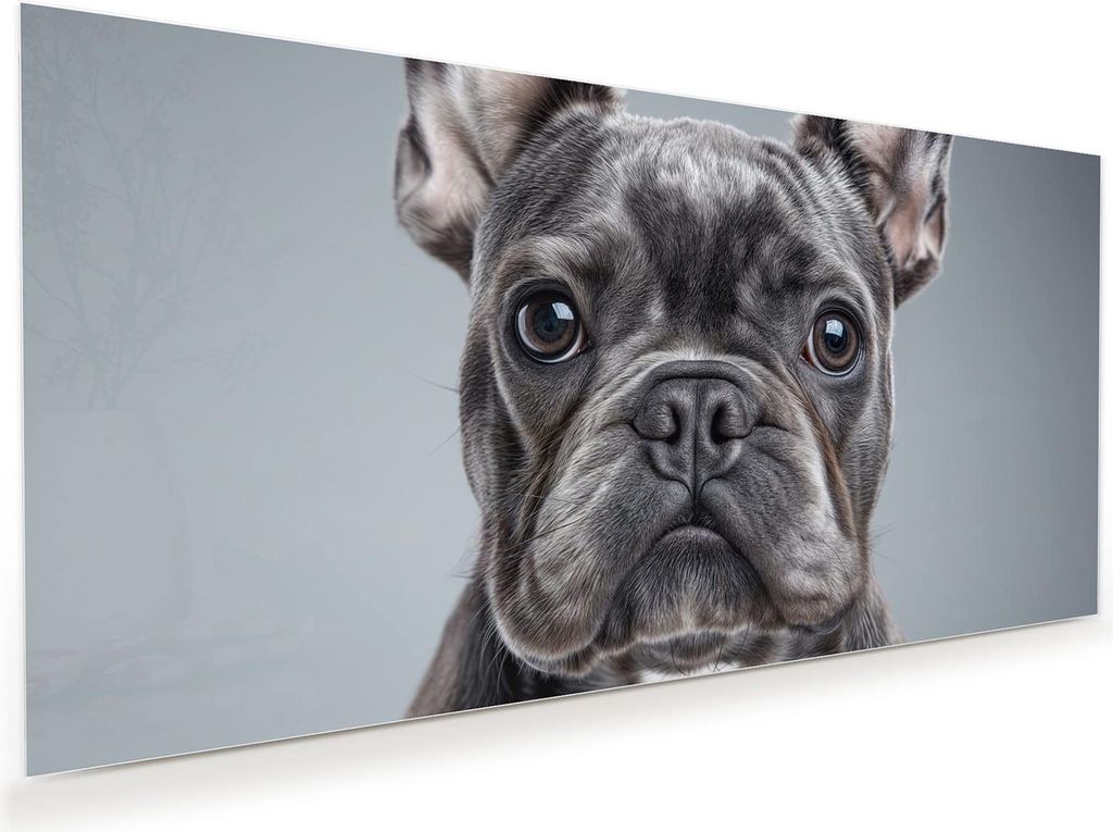 Glasbild 60x30cm in XXL für Wohnzimmer, Schlafzimmer Motiv Französische Bulldogge