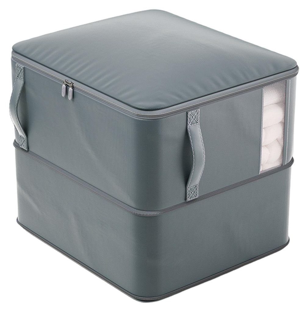 Zusammenfaltbarer Bettdeckenbeutel mit Reißverschluss, selbstkomprimierend, Aufbewahrungsbeutel mit transparentem Fenster, großes Fassungsvermög...