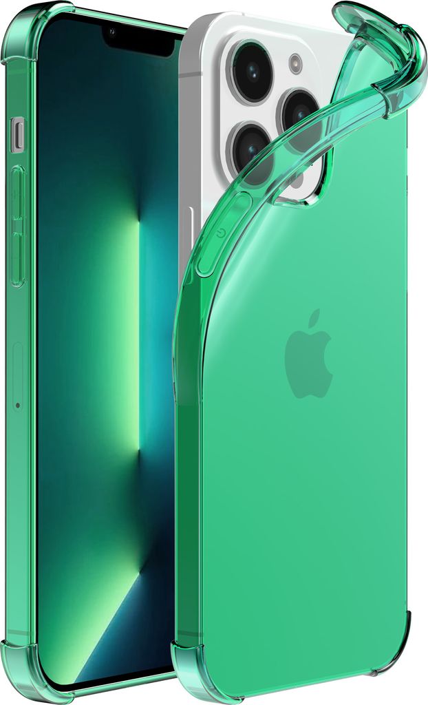 Smartphonica iPhone 13 Pro transparente stoßfeste Silikonhülle mit Bumper - Grün